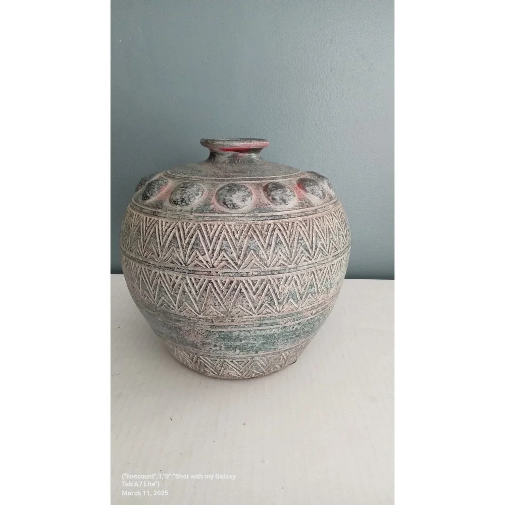 Etched Ceramic Vase Decorative‎ Accent Vase Home Decor Unique Design